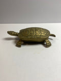 Vintage Brass Turtle Figurine Trinket Box