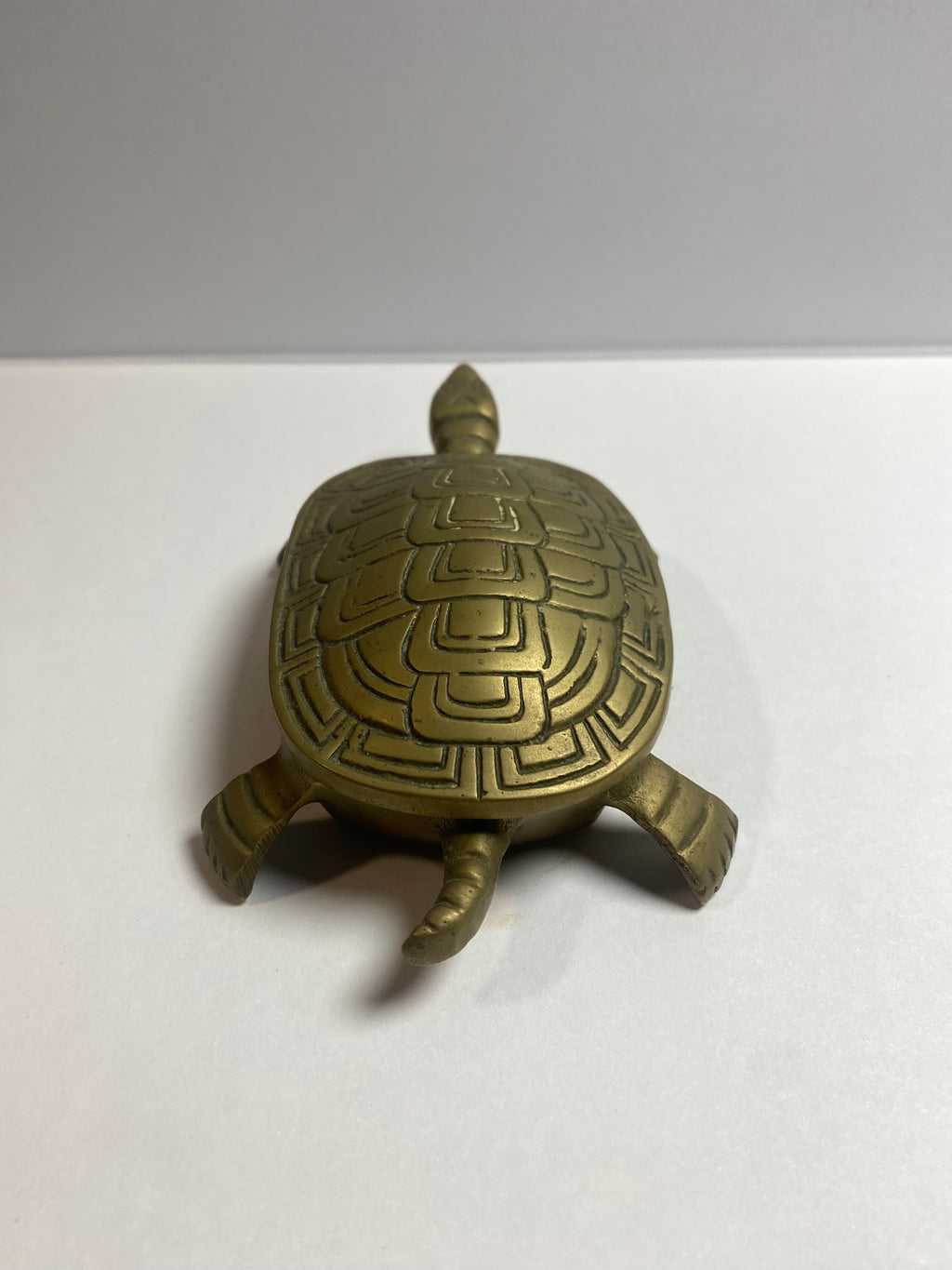 Vintage Brass Turtle Figurine Trinket Box