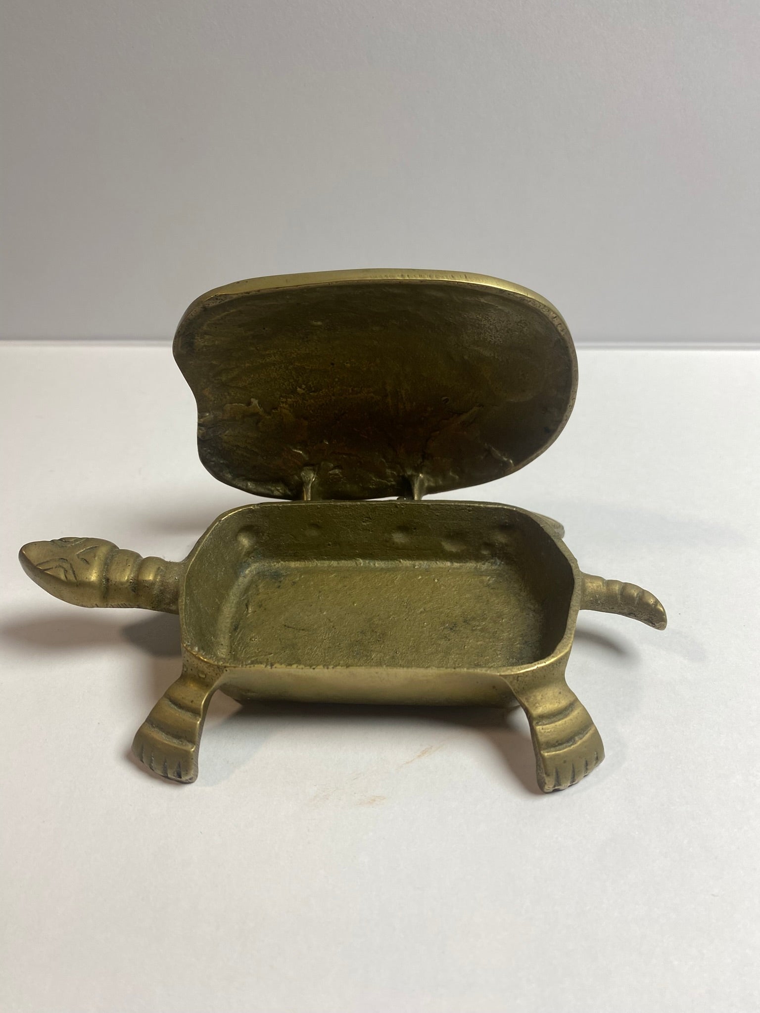 Vintage Brass Turtle Figurine Trinket Box