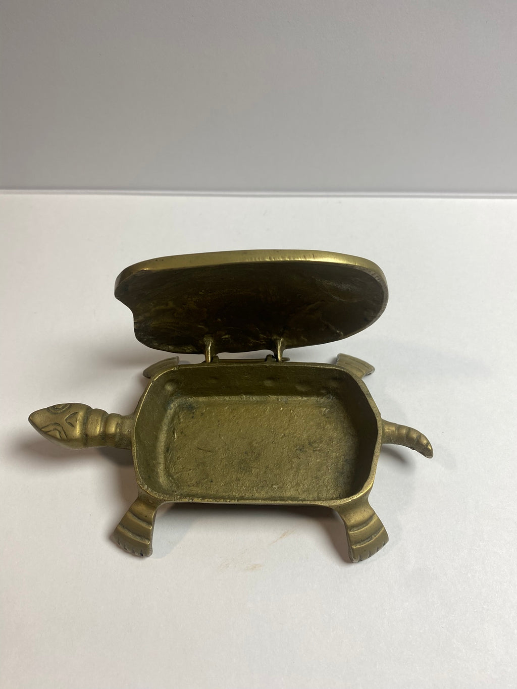 Vintage Brass Turtle Figurine Trinket Box