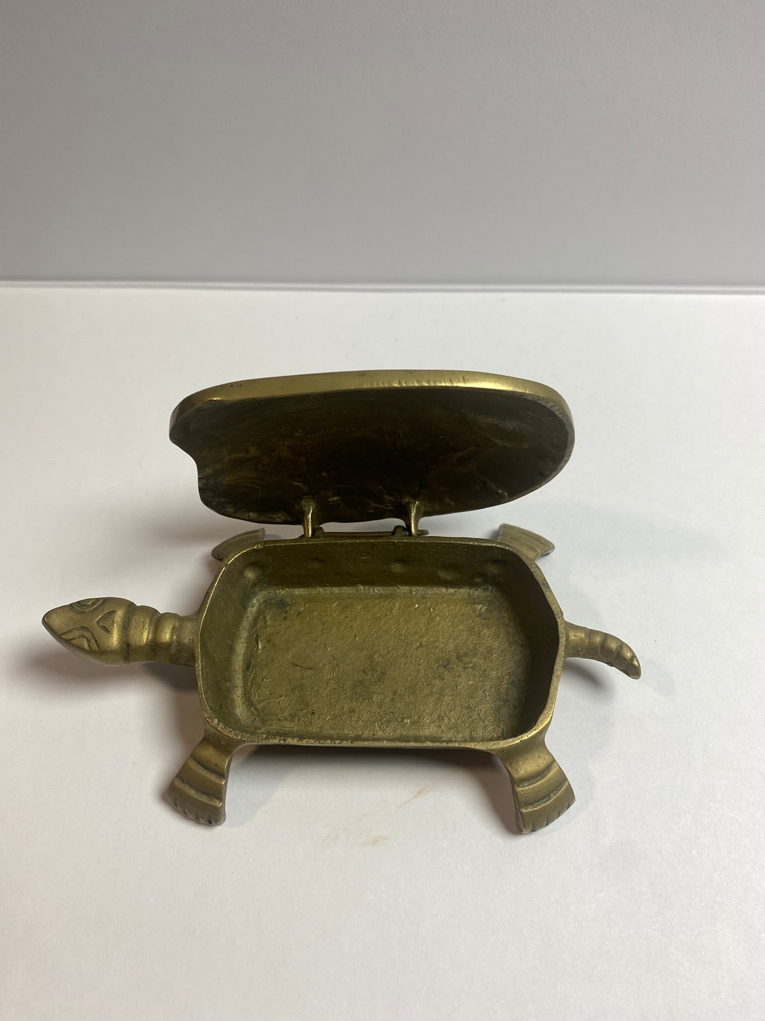 Vintage Brass Turtle Figurine Trinket Box