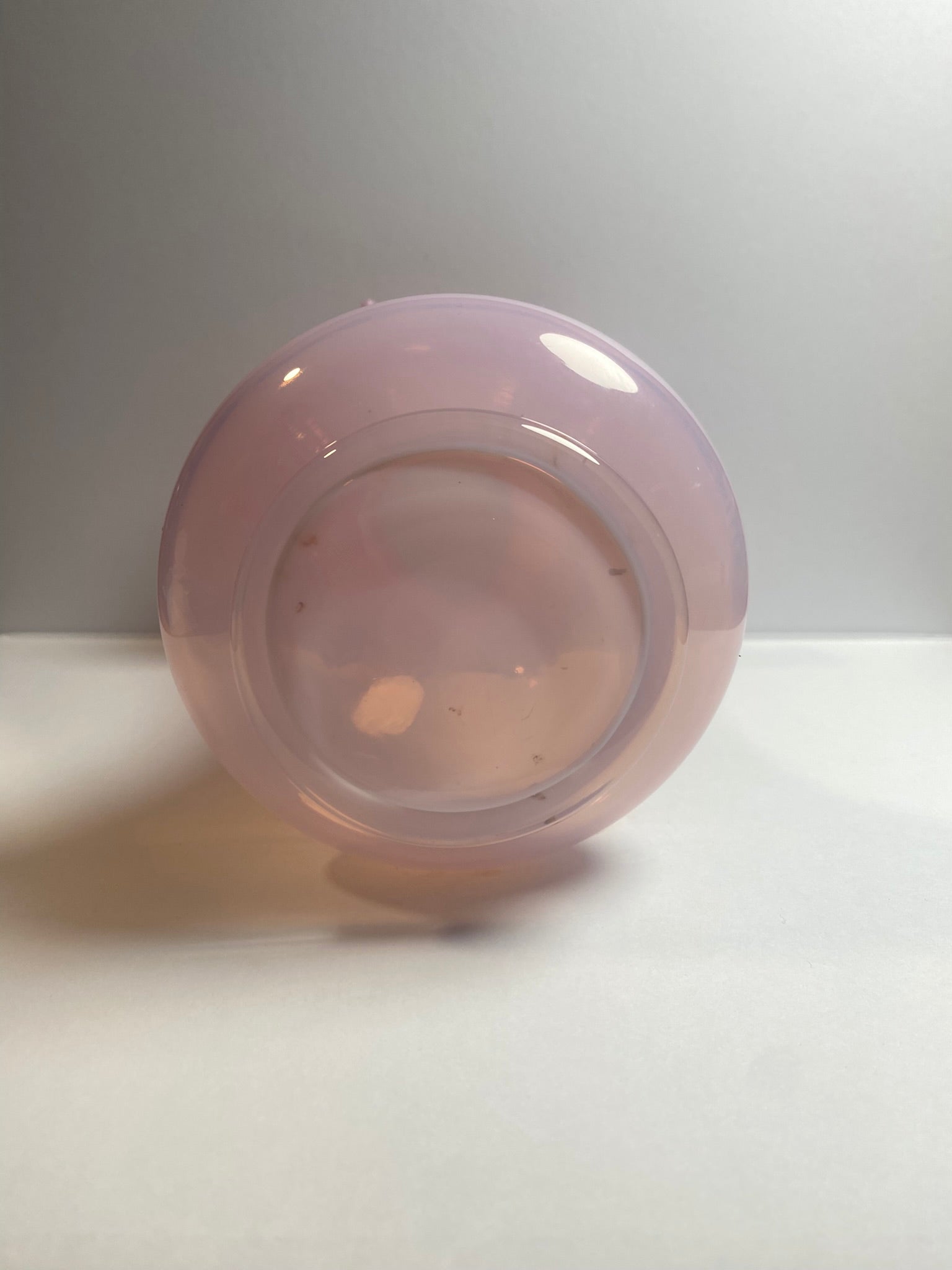 Vintage Czech Pink Opaline Glass Ruffled Top Vase