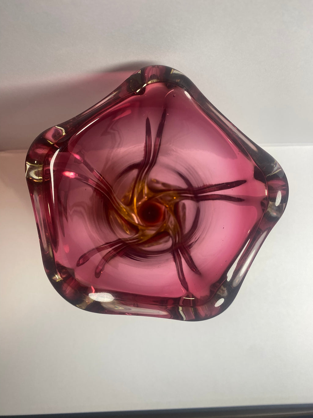 Vintage Pink & Gold Art Glass