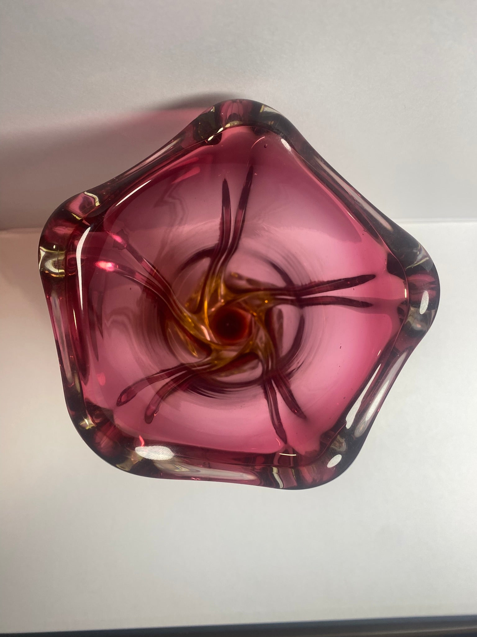 Vintage Pink & Gold Art Glass