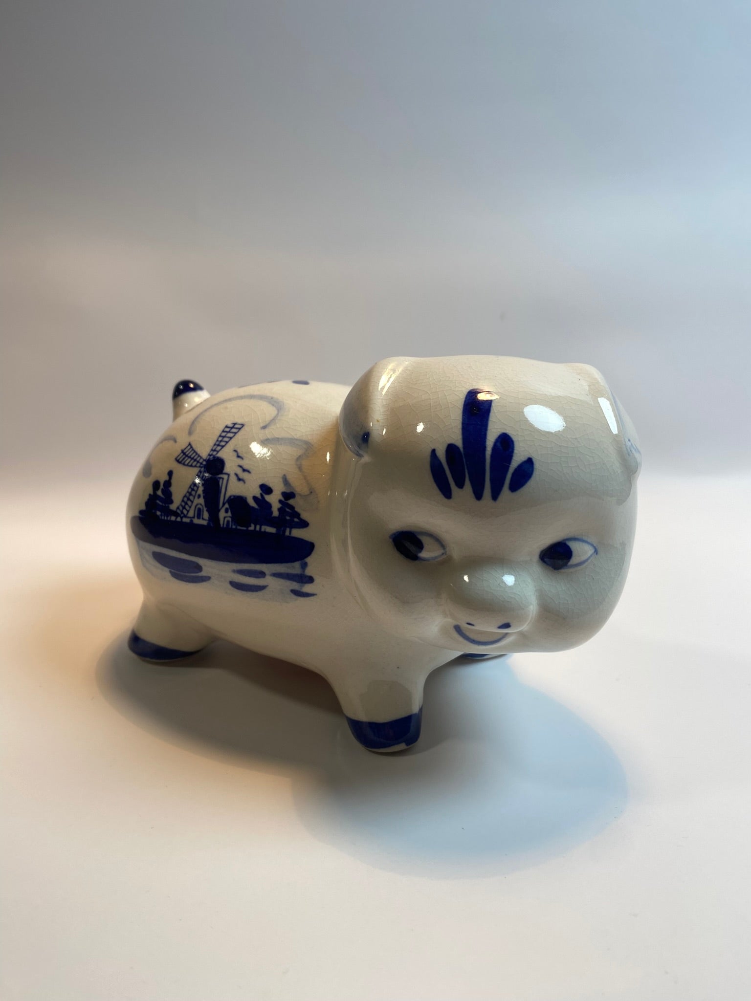 Vintage "Delft" Blue Piggy Bank