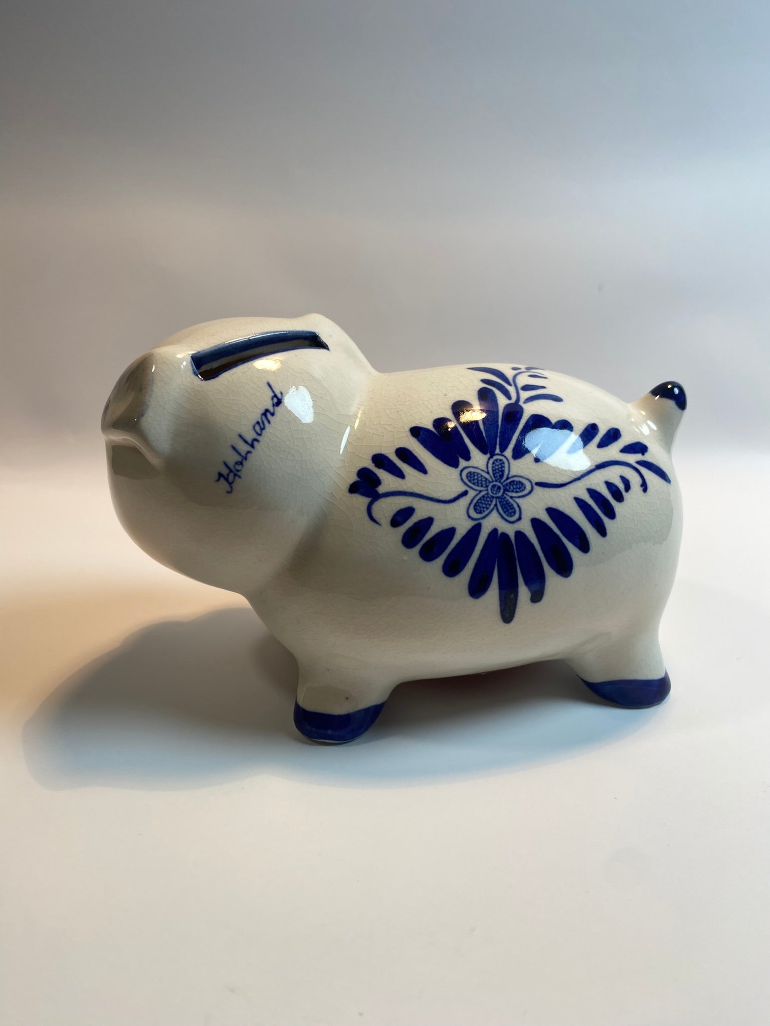 Vintage "Delft" Blue Piggy Bank