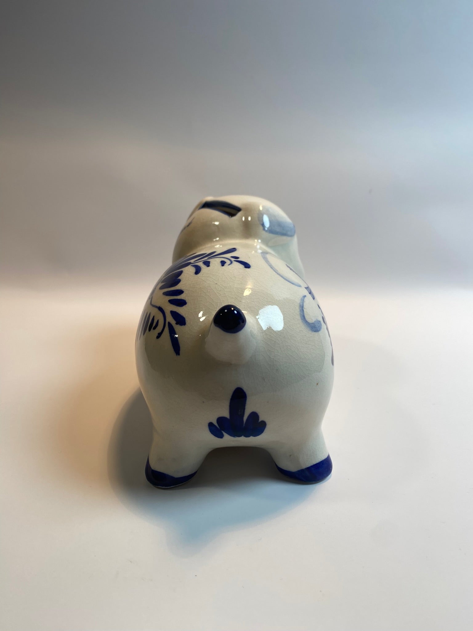 Vintage "Delft" Blue Piggy Bank