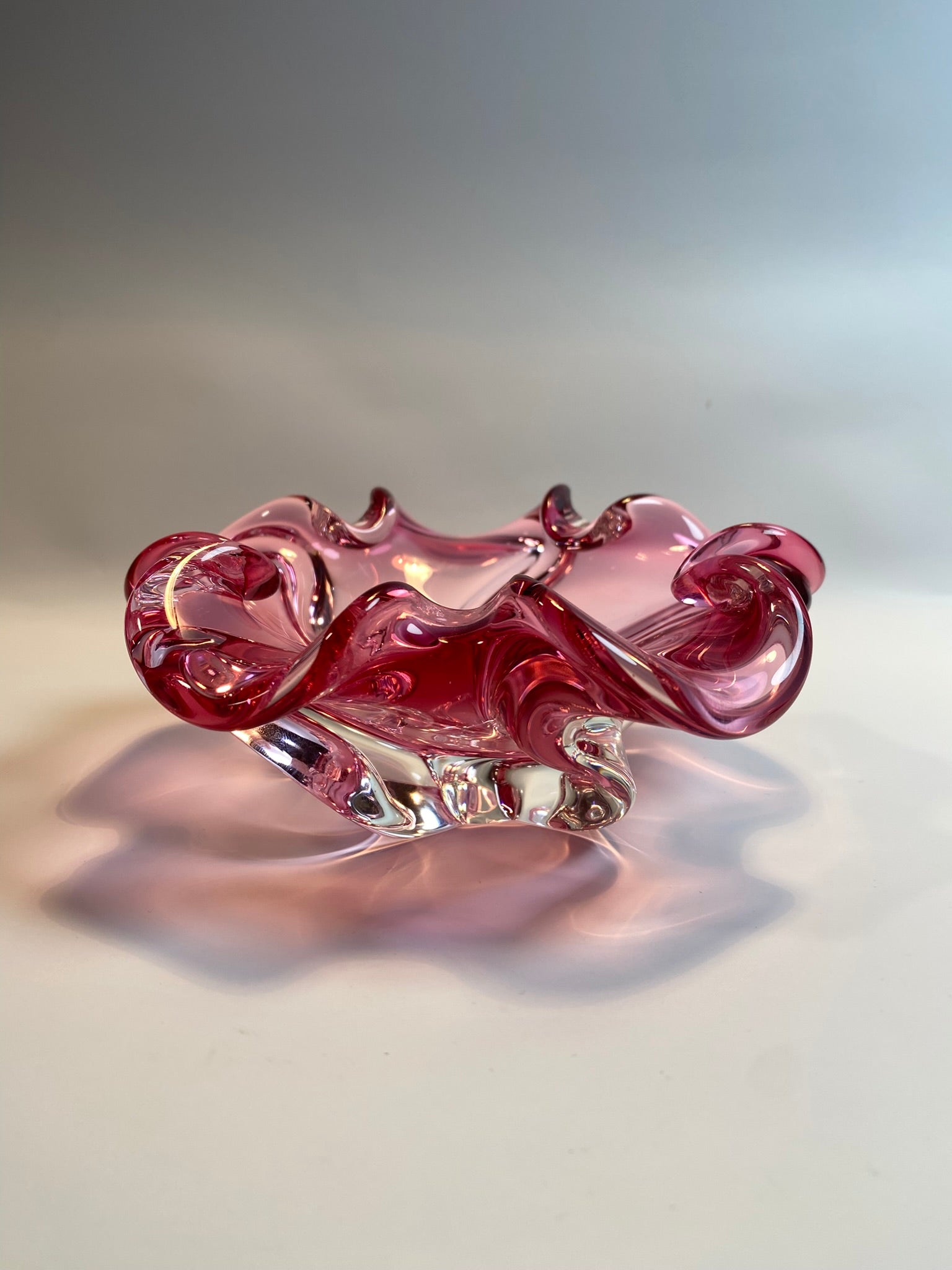 Vintage Pink Murano Glass Bowl