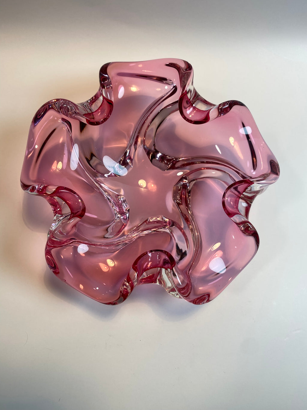 Vintage Pink Murano Glass Bowl