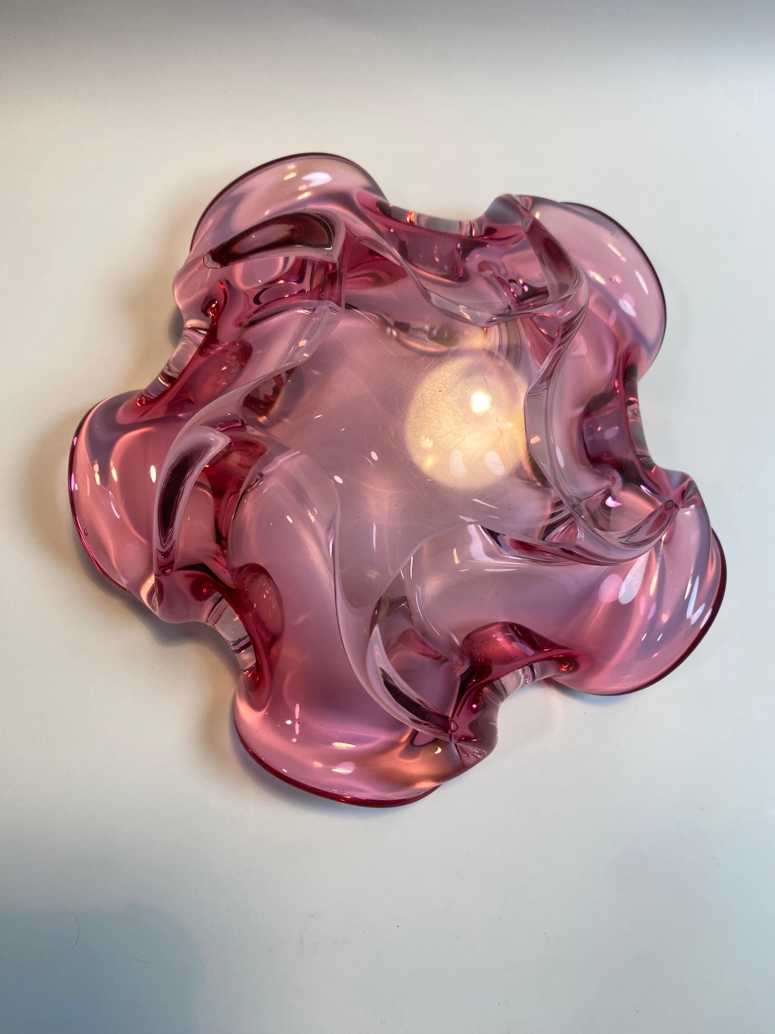 Vintage Pink Murano Glass Bowl