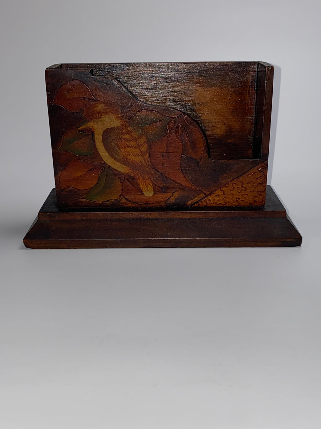 Antique Wooden Australian Pokerwork Letter Holder